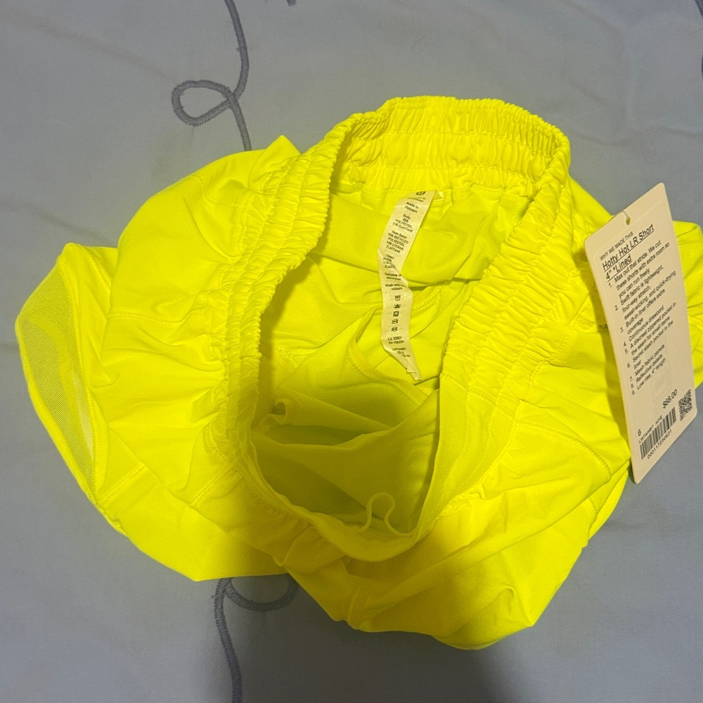 lululemon athletica hotty hot Bright Neon Yellow Athletic Shorts - Picture 4 of 5